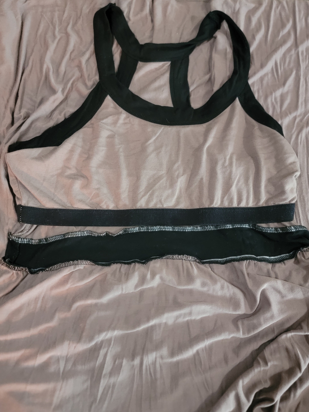 Athleta Maxi Dress XL Tall Mauve Black Built-In Bra Racerback Travel Lounge - Picture 7 of 8